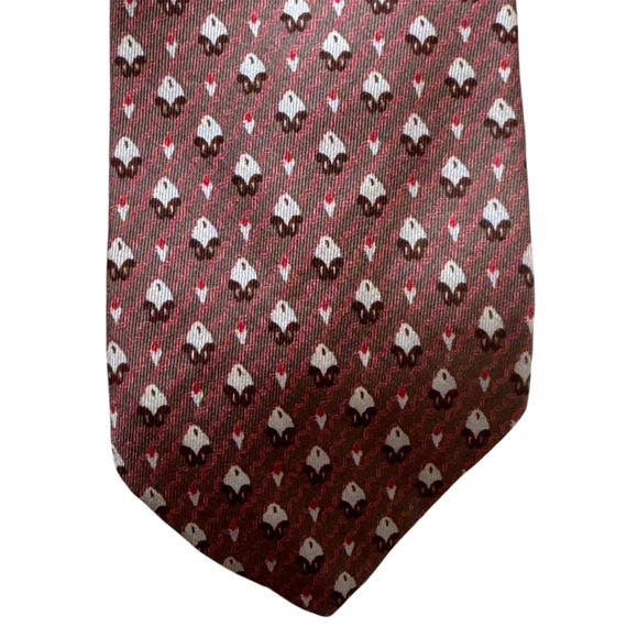 Pierre Cardin Vintage Red And Brown Geometric Print Skinny Tie